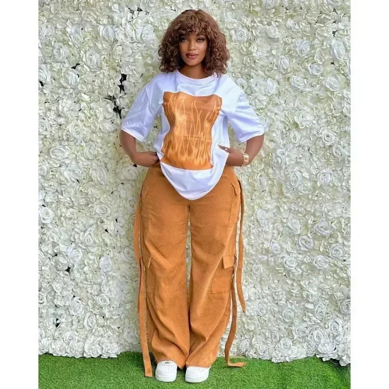 Ensemble Dashiki Africain pour Femme, Haut et Pantalon Assortis, Nouvelle Collection Printemps Été 2025, 2 Pièces