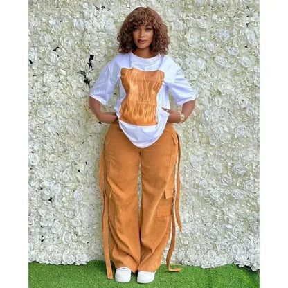 Ensemble Dashiki Africain pour Femme, Haut et Pantalon Assortis, Nouvelle Collection Printemps Été 2025, 2 Pièces