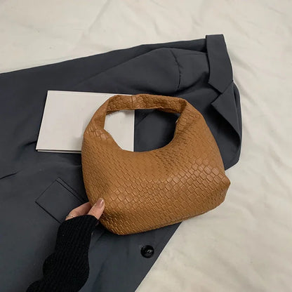 Femmes classique mode tissé en relief Hobo souple en cuir PU petit sac à bandoulière à poignée supérieure décontracté sacs à main quotidiens