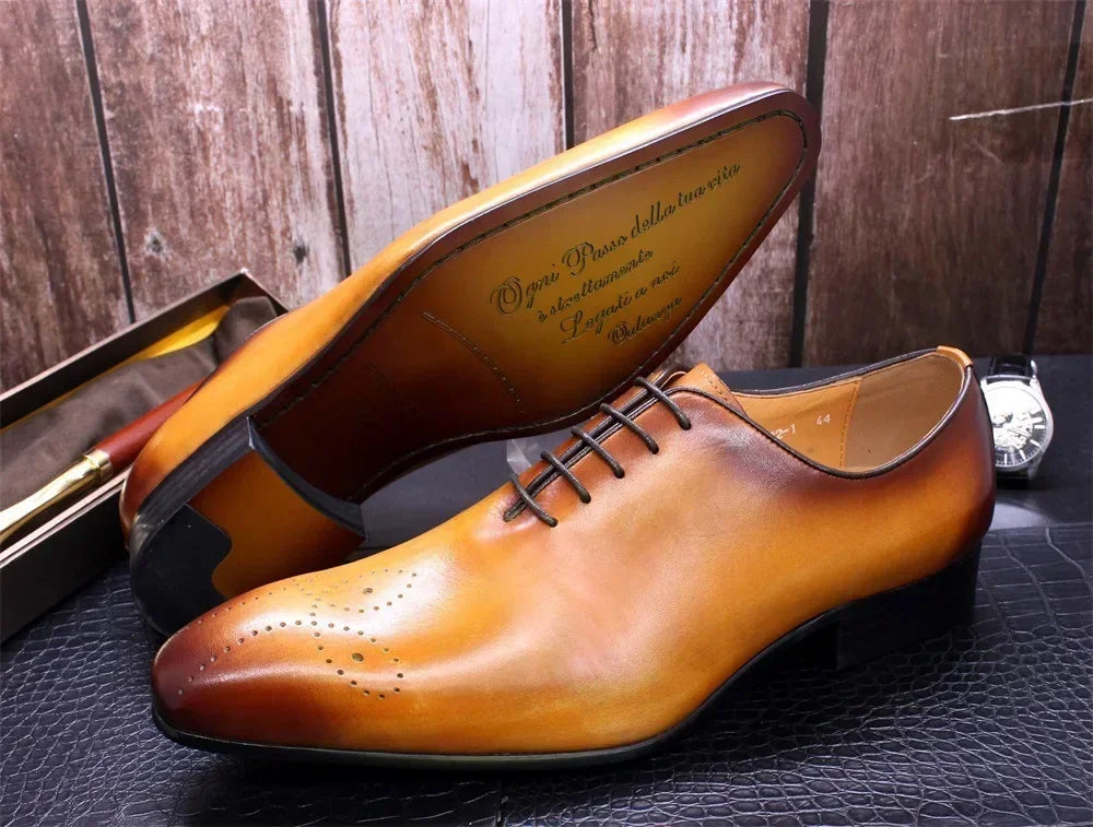 Chaussures d'affaires italiennes originales en cuir véritable faites à la main pour hommes, chaussures Derby à la mode pour marié et mariage, mocassins
