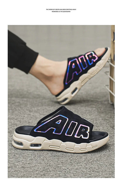 Été nouveaux hommes PU Air pantoufles à la mode grande taille Style coréen décontracté à la mode polyvalent vêtements d'extérieur sandales