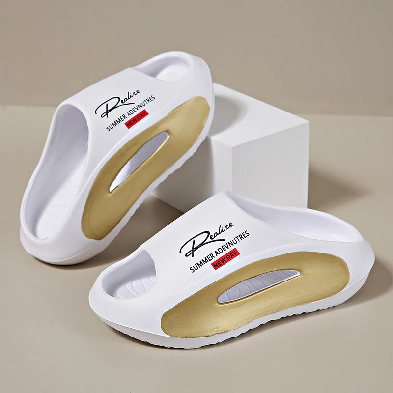 Pantoufles de Couple, vêtements d'extérieur d'été, sandales de plage antidérapantes à semelles épaisses, sandales pour hommes et femmes