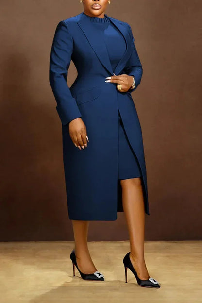 Ensemble femme manches longues Blazer manteau + robe longue costume hiver Streetwear deux 2 pièces ensemble afrique OL tenues de travail