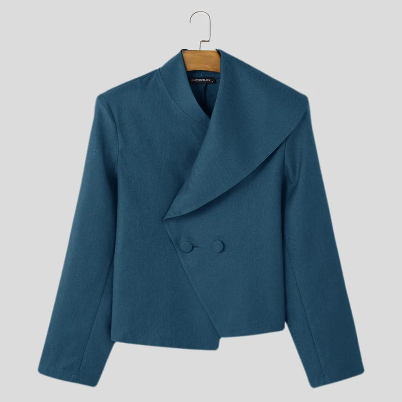 Y-INCERUN-Blazer à Manches sulfDécontracté pour Homme, Col Trempé, Couleur Unie, Assressenti, Nouveau, 2025