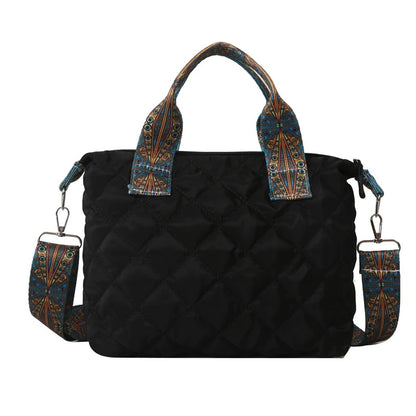 Sac à main à large ceinture pour femmes, automne/hiver, espace losange, sac à bandoulière en coton, grande capacité, fourre-tout de Shopping assorti