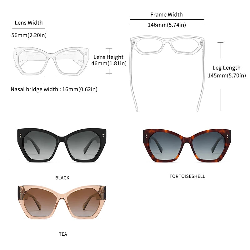 GCV marque acétate apparence brevet Design femmes papillon rectangulaire Triangle lunettes de soleil polarisées UV400 mode