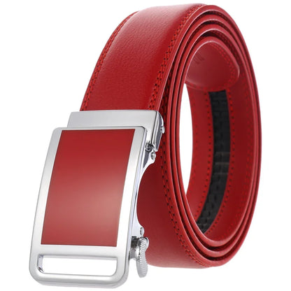 Hommes couleur rouge 3.5 cm largeur bracelet en cuir de vache haute qualité boucle automatique ceintures pour hommes marque de luxe concepteur ceintures homme B995