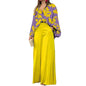 Ensemble Chemise et Pantalon à Revers pour Femme, Tenue Simple, Imprimé Feuilles, Manches sulf, Taille Haute, Jambes Larges, Tenue de Bureau, Tenue de Salon, 2 Pièces/Ensemble