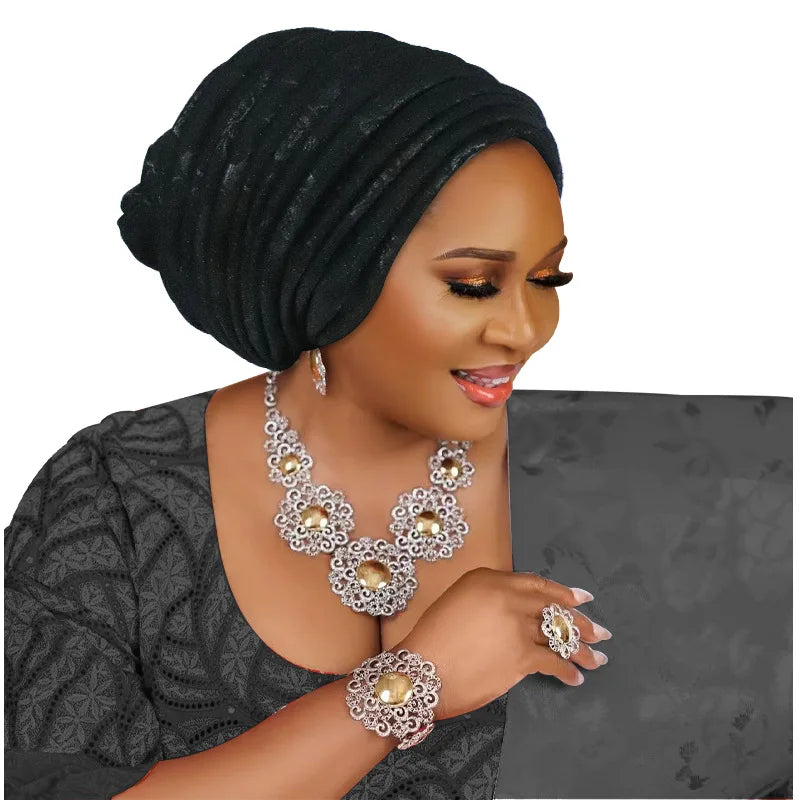 Turban Plissé pour Femme, Cravate de Sauna, ixde Mariage Africain, Nigeria, 2025