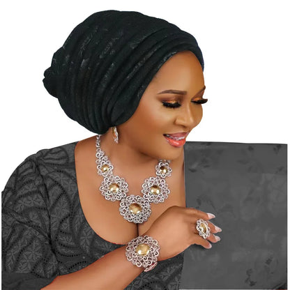 Turban Plissé pour Femme, Cravate de Sauna, ixde Mariage Africain, Nigeria, 2025