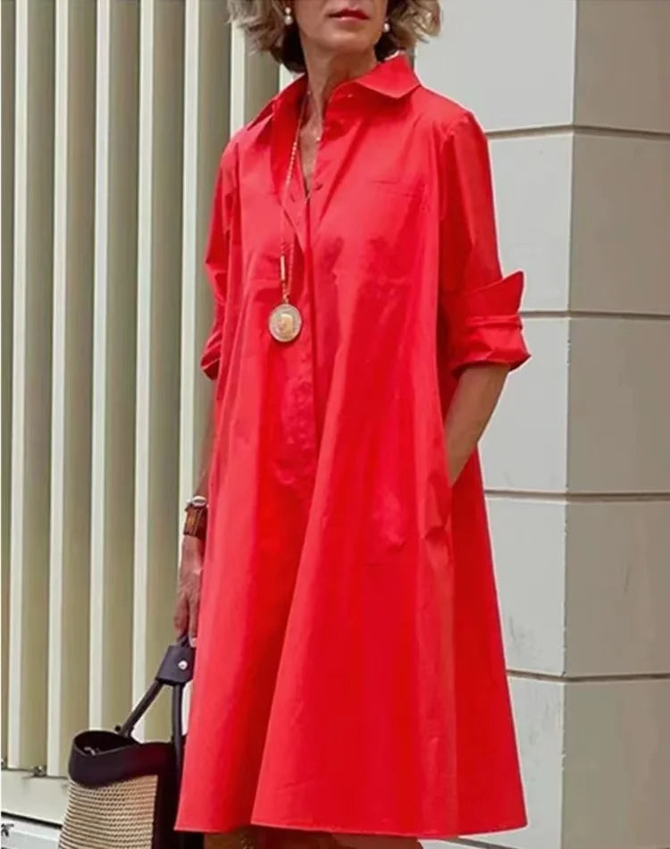 Mcdv-Robe chemise blanche longue pour femme, robe coréenne décontractée, robe rétro, cardigan asymétrique, taille moyenne, printemps et automne