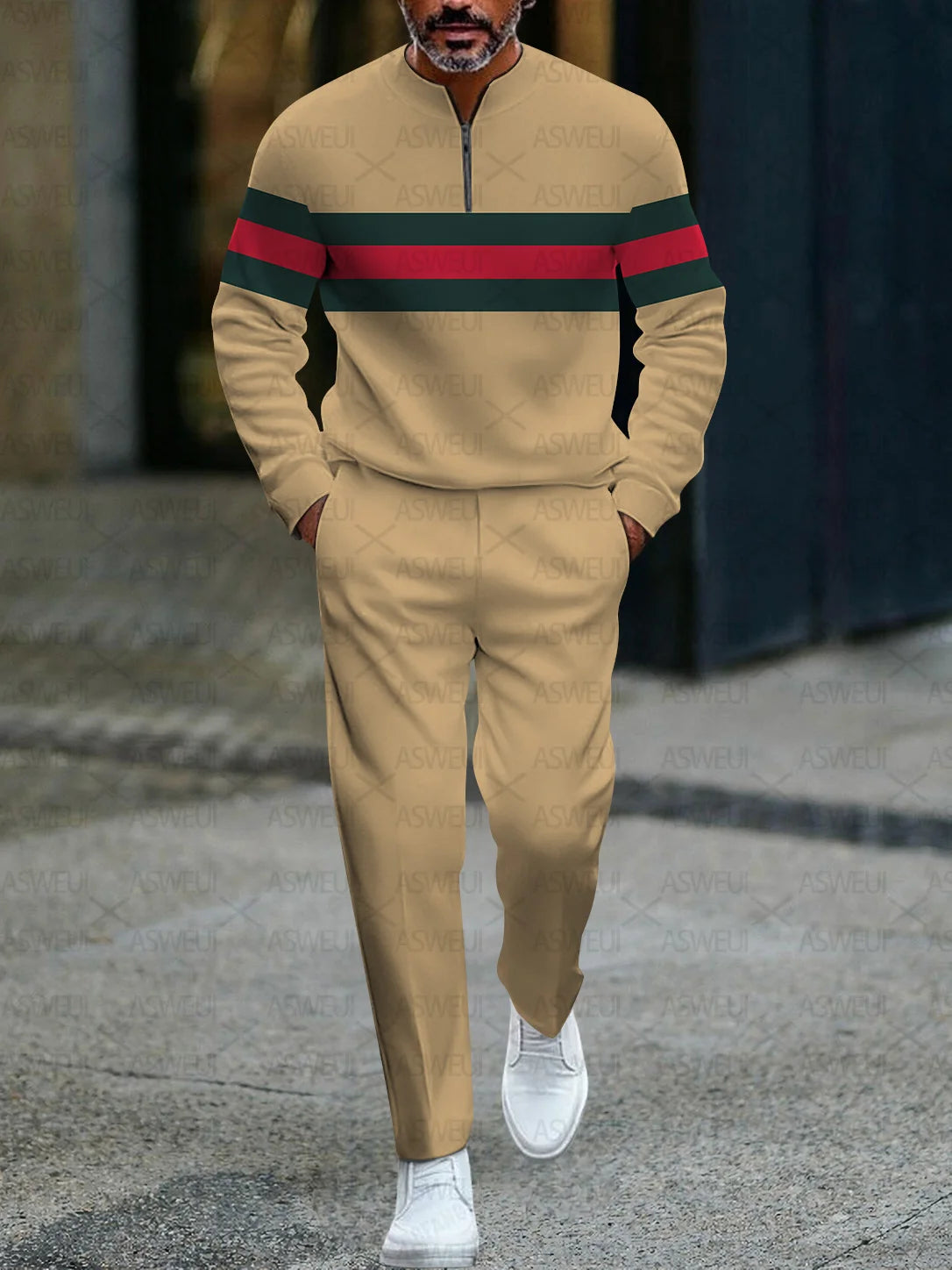 Ensemble pantalon Long à manches longues pour hommes, demi-fermeture éclair imprimée en 3D, fermeture à glissière, ajustement confortable, tenue décontractée à la mode, nouvelle collection 2025