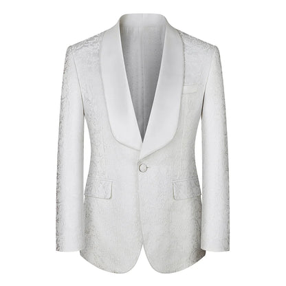 Costume vert 3 pièces pour hommes, veste de robe de soirée de mariage avec gilet et pantalon, ensembles Slim à la mode pour hommes, tissu Jacquard Beige, noir, bleu