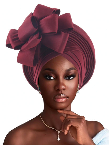 Grande fleur Turban casquette pour femmes élégant Auto Gele couvre-chef dame africaine bandeau Nigeria femme couvre-chef chapeau musulman