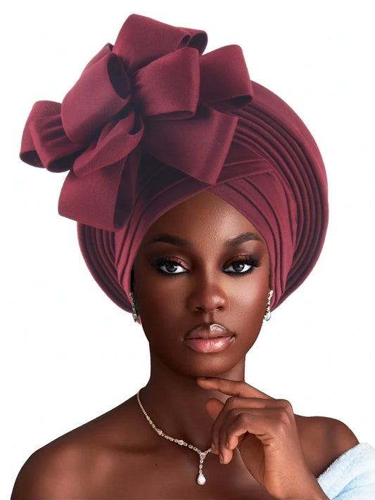 Grande fleur Turban casquette pour femmes élégant Auto Gele couvre-chef dame africaine bandeau Nigeria femme couvre-chef chapeau musulman