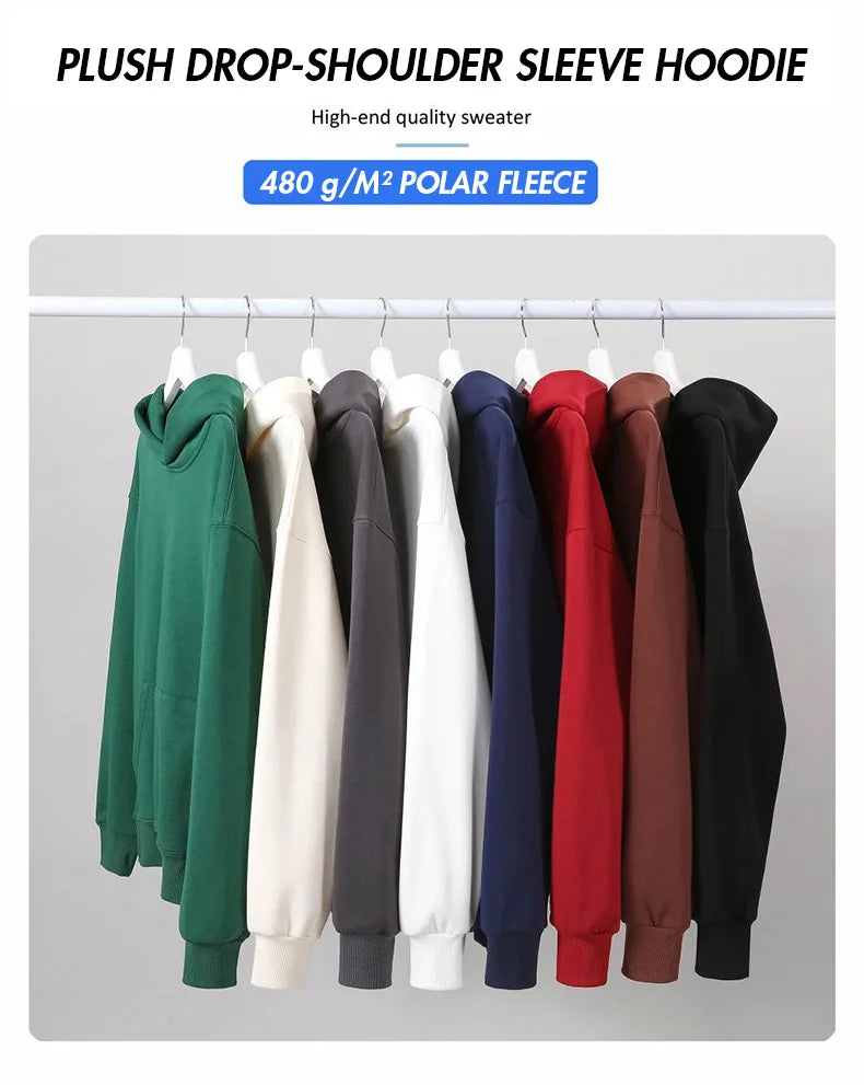 16.9oz 480gsm coton lourd Plus velours pull à capuche hommes épaissi serré polaire pull à capuche femmes sweat