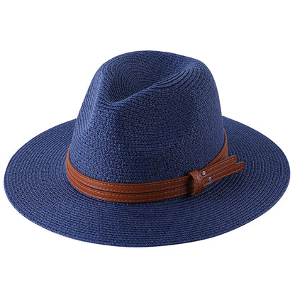 56-58-59-60CM nouveau chapeau de paille de forme souple Panama naturel été femmes/hommes casquette de soleil de plage à large bord Protection UV chapeau Fedora