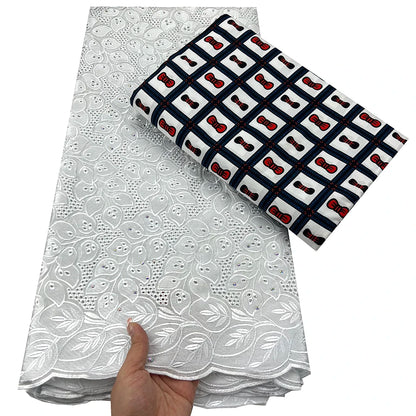 Tissu africain en dentelle de Voile suisse, 2.5 + 3 yards, véritable cire pour coudre une robe de soirée, nouvel arrivage
