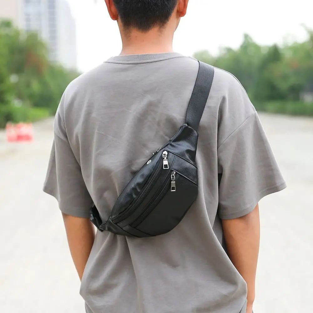 Sac de taille multifonctionnel en cuir pour homme, sacs à bandoulière de luxe, sac de voyage, sac de sport étanche, portefeuilles d'argent, extérieur, affaires