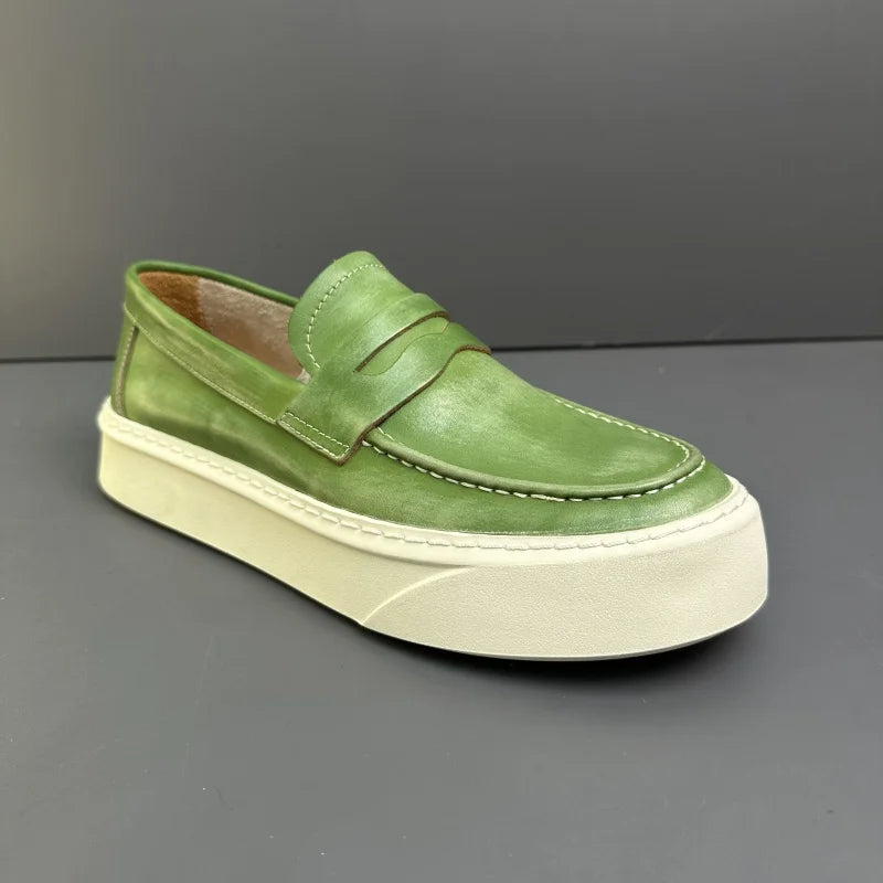 DOYUTIG-Chaussures à enfiler en cuir véritable pour hommes, chaussures de planche décontractées rétro pour hommes, baskets chimneakers de printemps et d'automne, marque de mode masculine, SG009