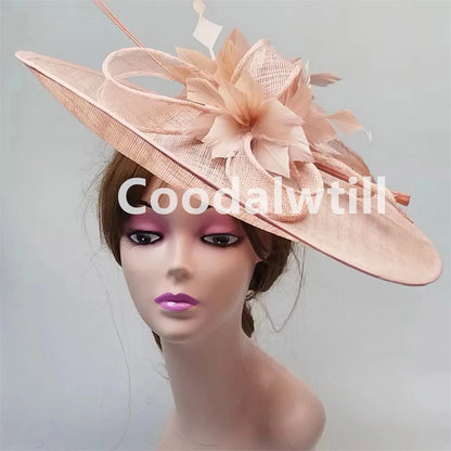 Royal Ascot grand Chapeau fascinateur femmes Kentucky Derby plume grand Chapeau fascinateur fête mariage casque fleur église Chapeau