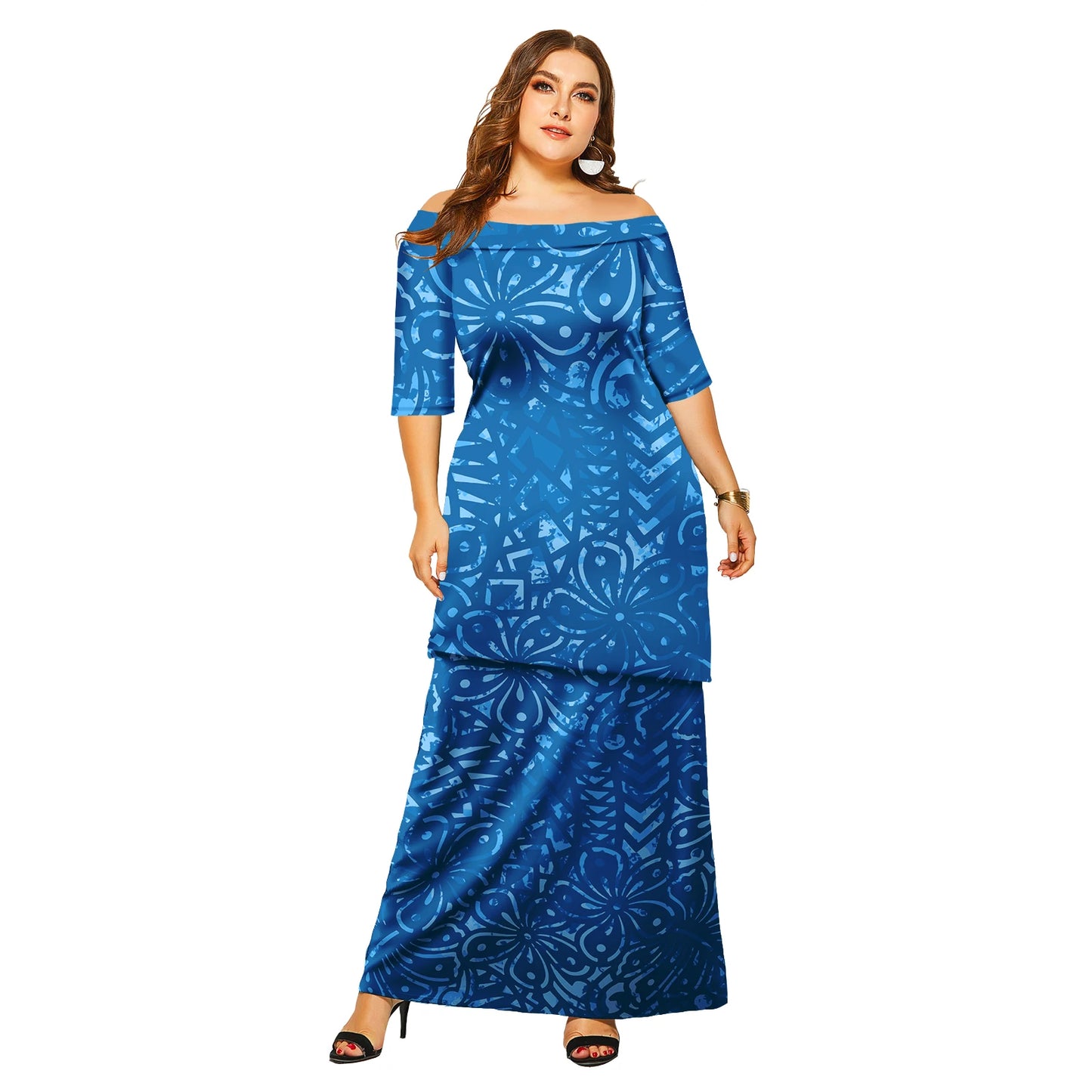 Tapa Tribal Design Tongan Puletasi Ensembles Robe Polynésienne Samoan Grande Taille Femmes Ensemble Deux Pièces