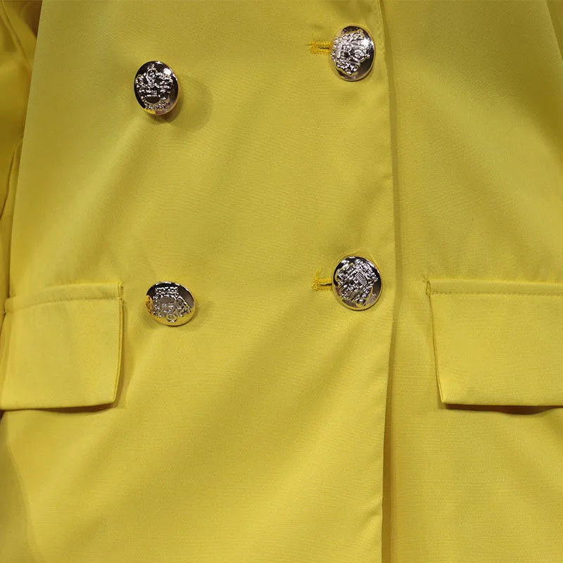 Ensemble blazer décontracté à double boutonnage pour femme, jambe large imbibée, bureau, nouveau, document monochrome, automne