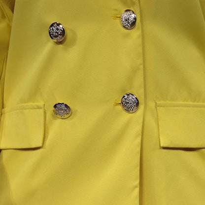 Ensemble blazer décontracté à double boutonnage pour femme, jambe large imbibée, bureau, nouveau, document monochrome, automne