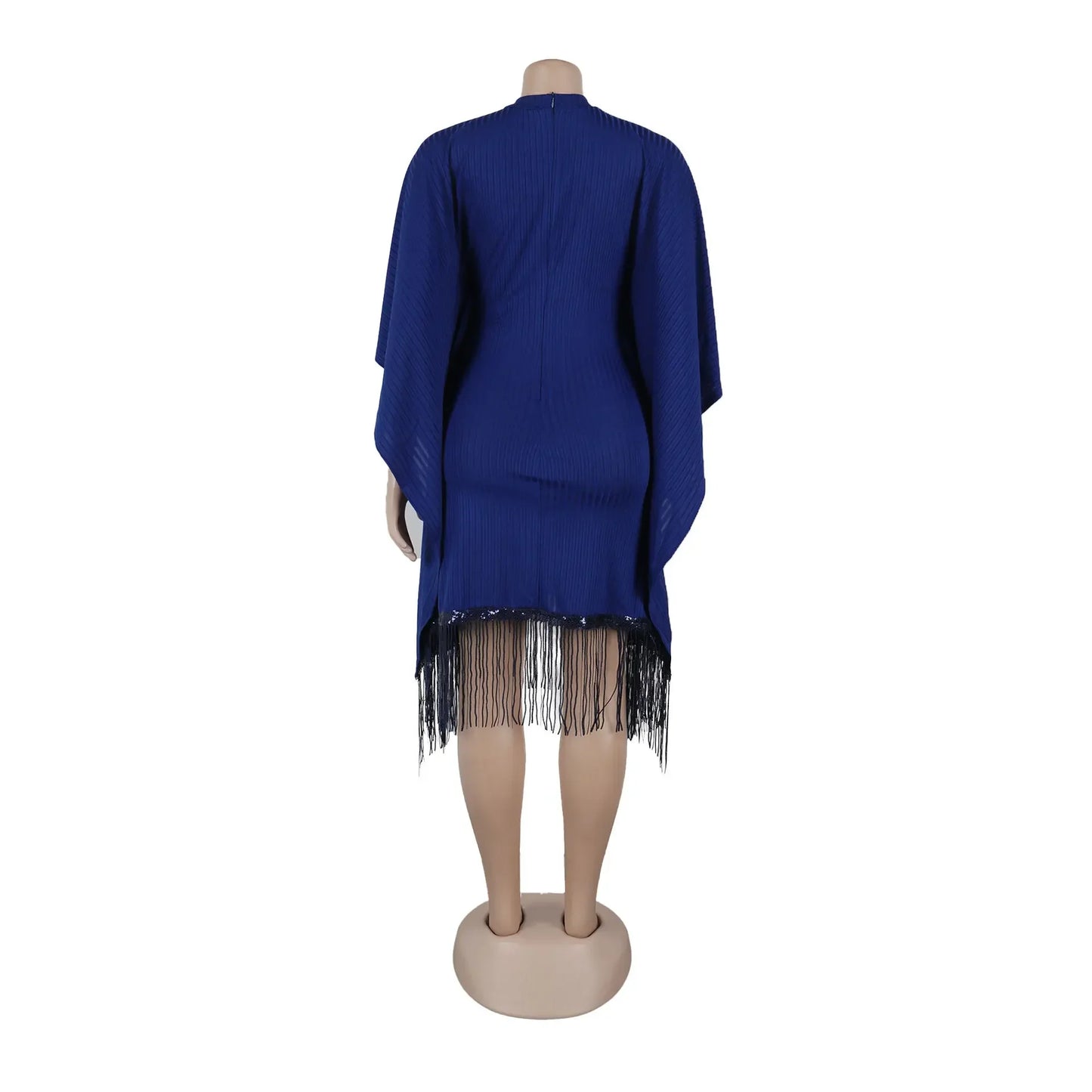 Robe mi-longue à pampilles en polyester à manches 3/4 pour femmes, tenues africaines élégantes, vêtements africains