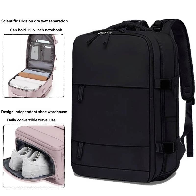 Sac à dos violet clair de grande capacité pour femmes avec séparation sèche et humide, sac d'ordinateur de transport, multifonctionnel étanche l