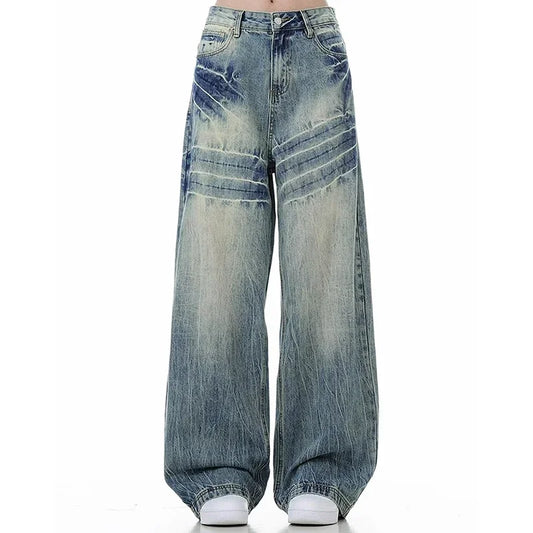 Jean Baggy craquelé pour homme, pantalon Y2k Harajuku, Vintage, délavé, droit, en Denim, Punk Goth, nouvelle collection 2025