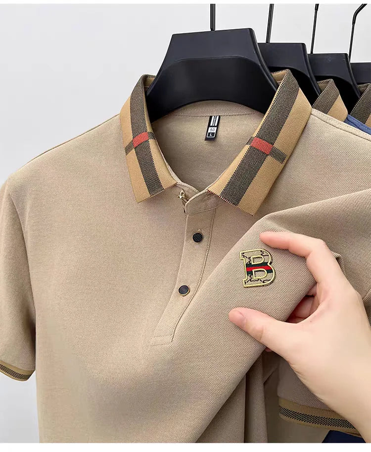 Marque de luxe logo polo à manches courtes hommes été nouveau haut de gamme en soie coton respirant Paul T-shirt mode décontracté vêtements pour hommes