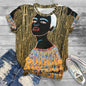 T-shirt col rond femme noir, streetwear, vintage, africain, impression 3D, mode décontractée, visage noir, baggy, t-shirts