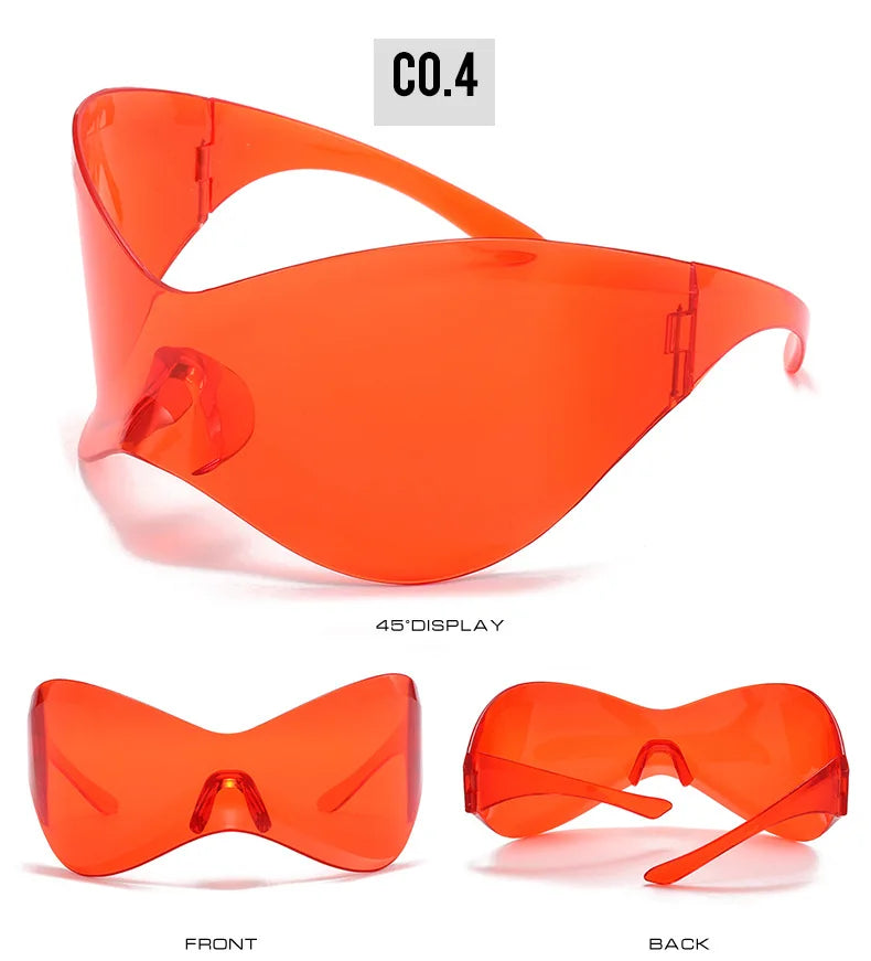 Lunettes de soleil surdimensionnées avec bouclier futuriste pour femmes et hommes, masque argenté à la mode, visière, Punk Y2K