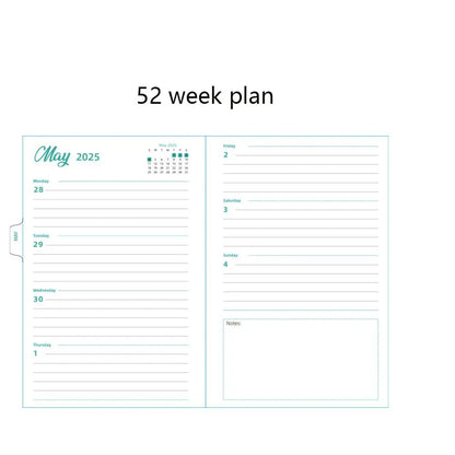 Agenda mensuel en anglais 2025, livre à bobine à feuilles mobiles, Plan hebdomadaire, carnet de notes à fleurs, organisateur de liste de choses à faire