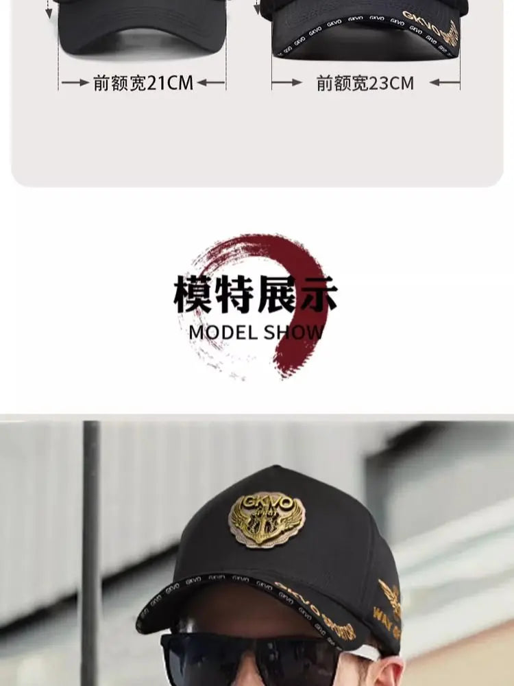 Casquette de baseball Four Seasons Tall Crown pour homme, grande taille, chapeau avec visage ombré, casquette à visière verde, nouveau, 2024