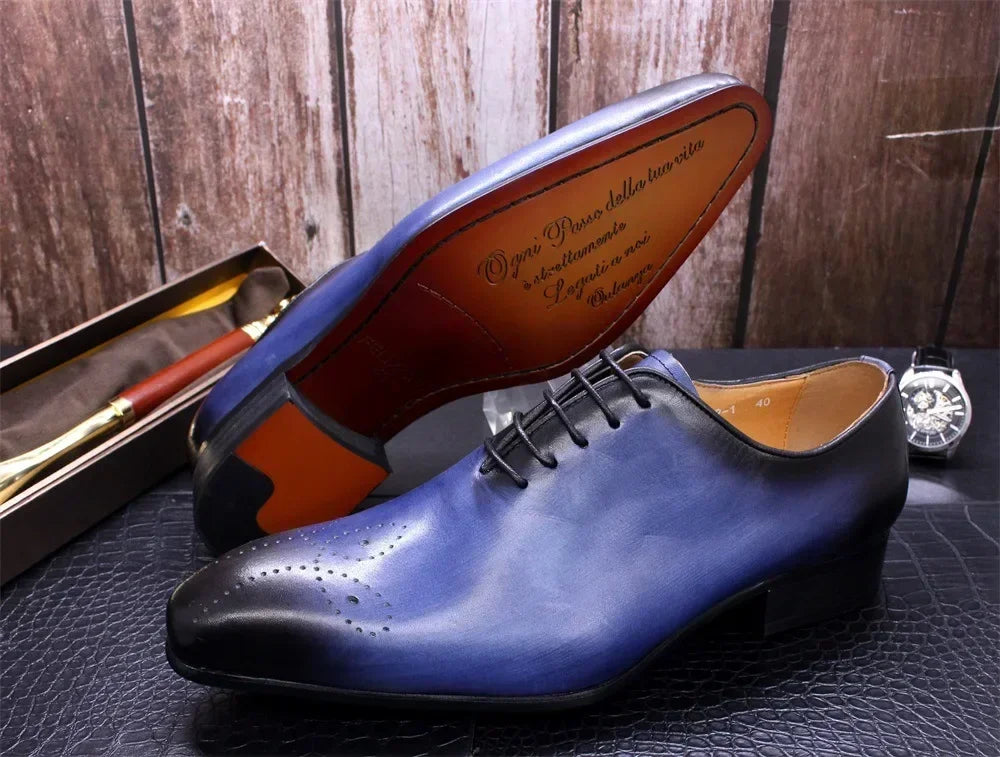 Chaussures d'affaires italiennes originales en cuir véritable faites à la main pour hommes, chaussures Derby à la mode pour marié et mariage, mocassins