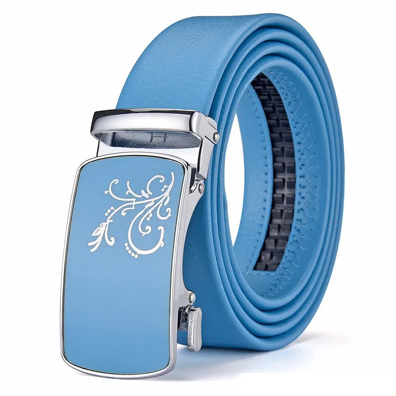 Ceinture automatique bleu ciel pour hommes et femmes, ceinture de loisirs d'affaires, bande passante 3cm et 2024 cm, nouvelle mode, 3.5