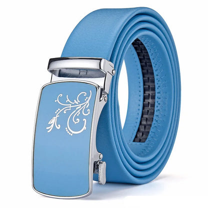 Ceinture automatique bleu ciel pour hommes et femmes, ceinture de loisirs d'affaires, bande passante 3cm et 2024 cm, nouvelle mode, 3.5