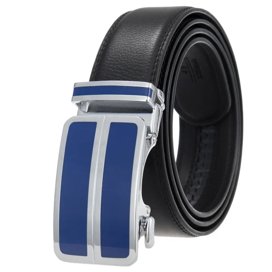 Plyesxale Black Khaki Blue Red White Leather Belt For Men Good Quality Mens Belts Luxury Automatic Buckle Waist Strap Male B1049