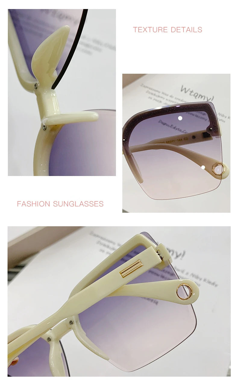 Homme femme mode sans monture Vintage carré lunettes de soleil lunettes marque Design UV400 femme nuances surdimensionné lunettes de soleil