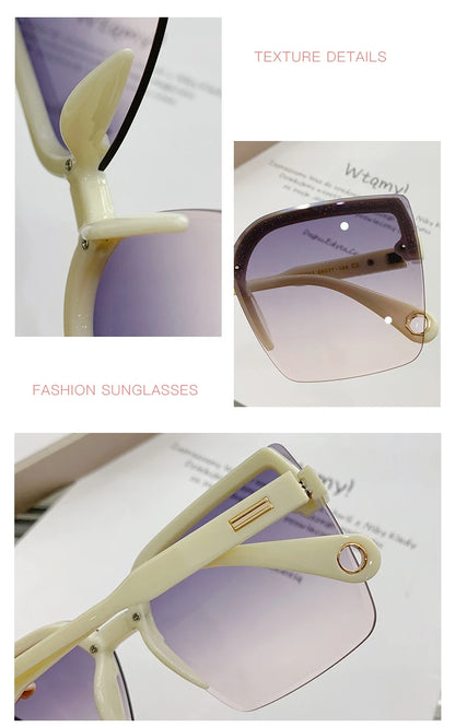 Homme femme mode sans monture Vintage carré lunettes de soleil lunettes marque Design UV400 femme nuances surdimensionné lunettes de soleil