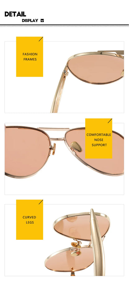 Lunettes de soleil rondes et épaisses en métal pour femmes, monture ronde et épaisse, Style célèbre, décontractées, Protection UV400
