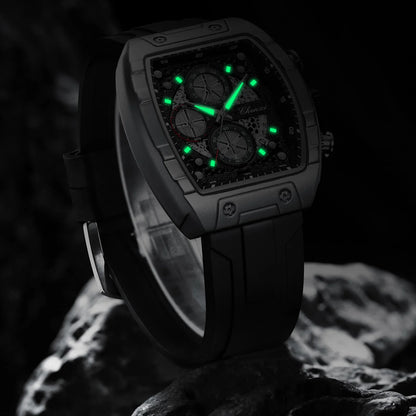 CHENXI-Montre de sport à quartz pour homme, bracelet en silicone noir, chronographe, date, marque originale, mode
