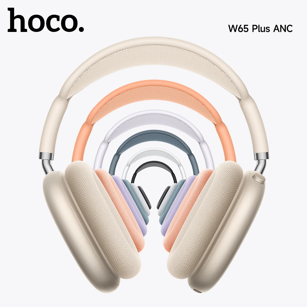 HOCO W65 Plus ANC réduction du bruit Bluetooth casque sur l'oreille sans fil grand écouteur Hifi sons Sport casques avec bouton