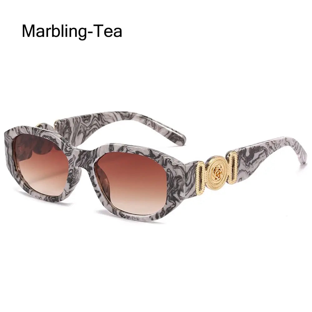 Lunettes de soleil Y2K irrégulières pour femmes et hommes, monture optique, nuances vintage, protection UV, design rose en métal, été