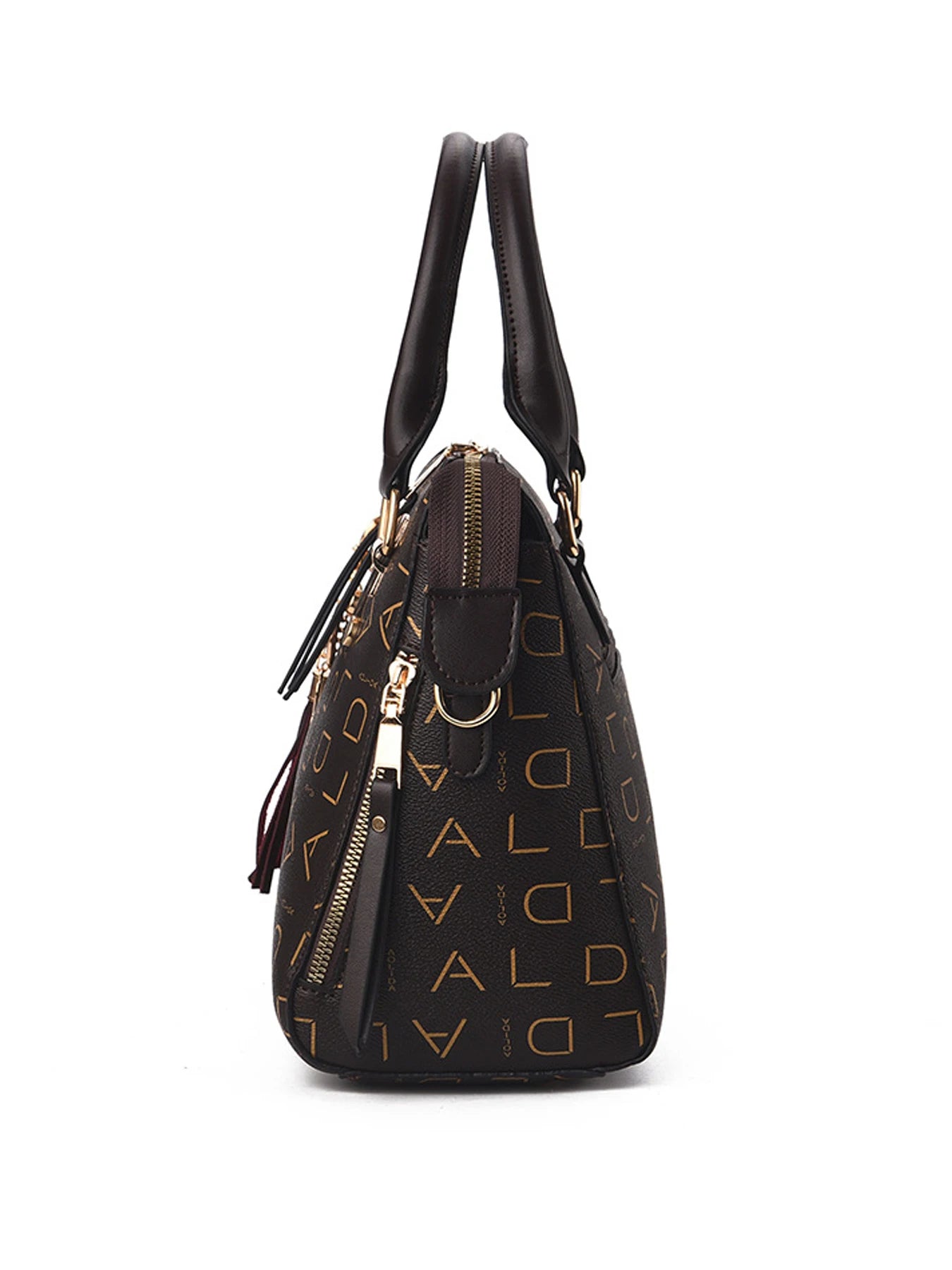 Sac à main en cuir PU avec lettres anglaises pour femmes, sac à poignée supérieure avec pompon, sac à bandoulière de luxe de grande capacité