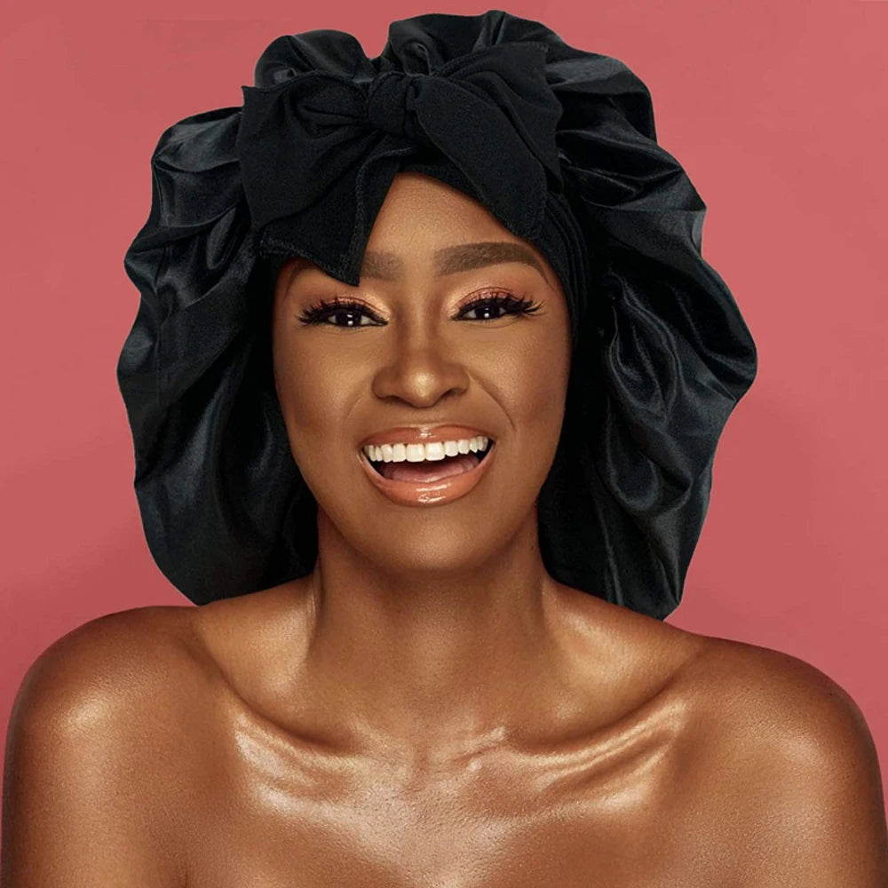 Nouveau bonnet de cheveux en Satin pour dormir, Invisible, plat, Imitation soie, rond, soins capillaires pour femmes, couvre-chef, bouton de réglage de cérémonie, chapeau de nuit