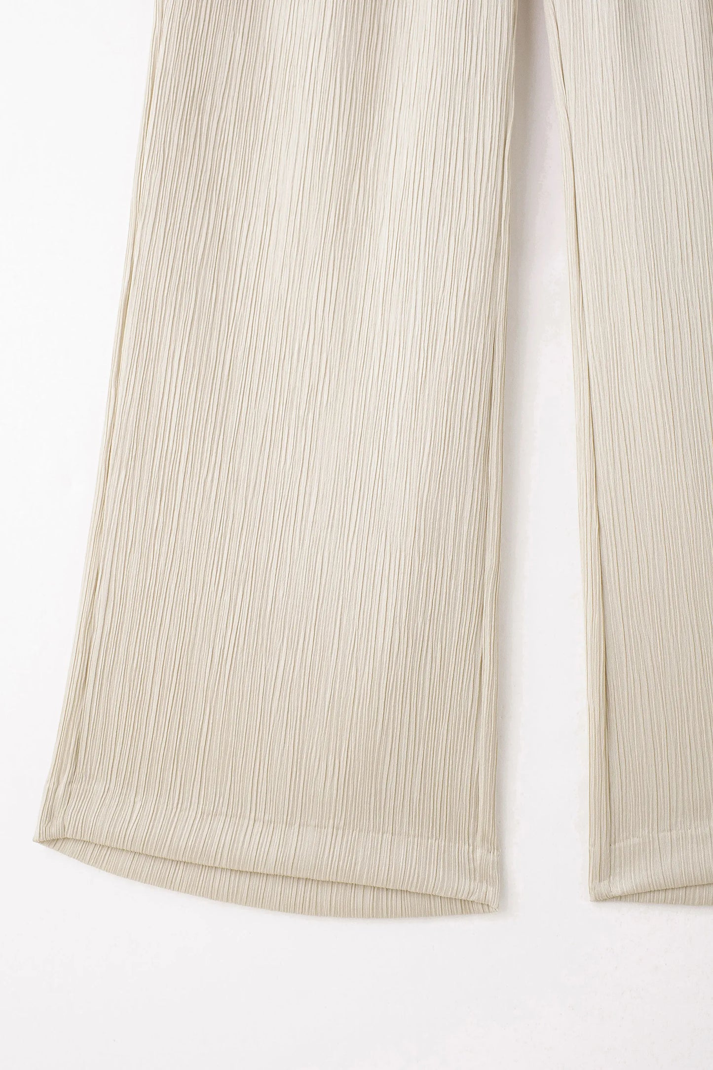 TRAFZA 2024 femmes 2 pièces ensemble taille élastique poche plis décorer pantalon à jambes larges + solide simple boutonnage fente ourlet Blouse haut