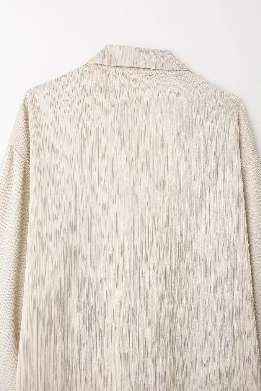 TRAFZA 2025 femmes pantalons décontractés ensemble taille haute pantalon à jambes larges + solide Beige ample glace soie Double boutonnage chemise hauts 2025 à la mode